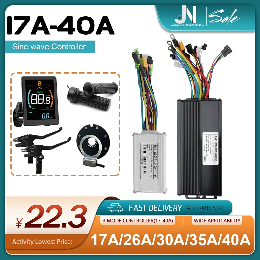 

﻿ Three-Mode Sine Wave 24V-52V 17A 26A 30A 35A 40A Controller with Learning line CS866 Display Use For Electric Bicycle Parts