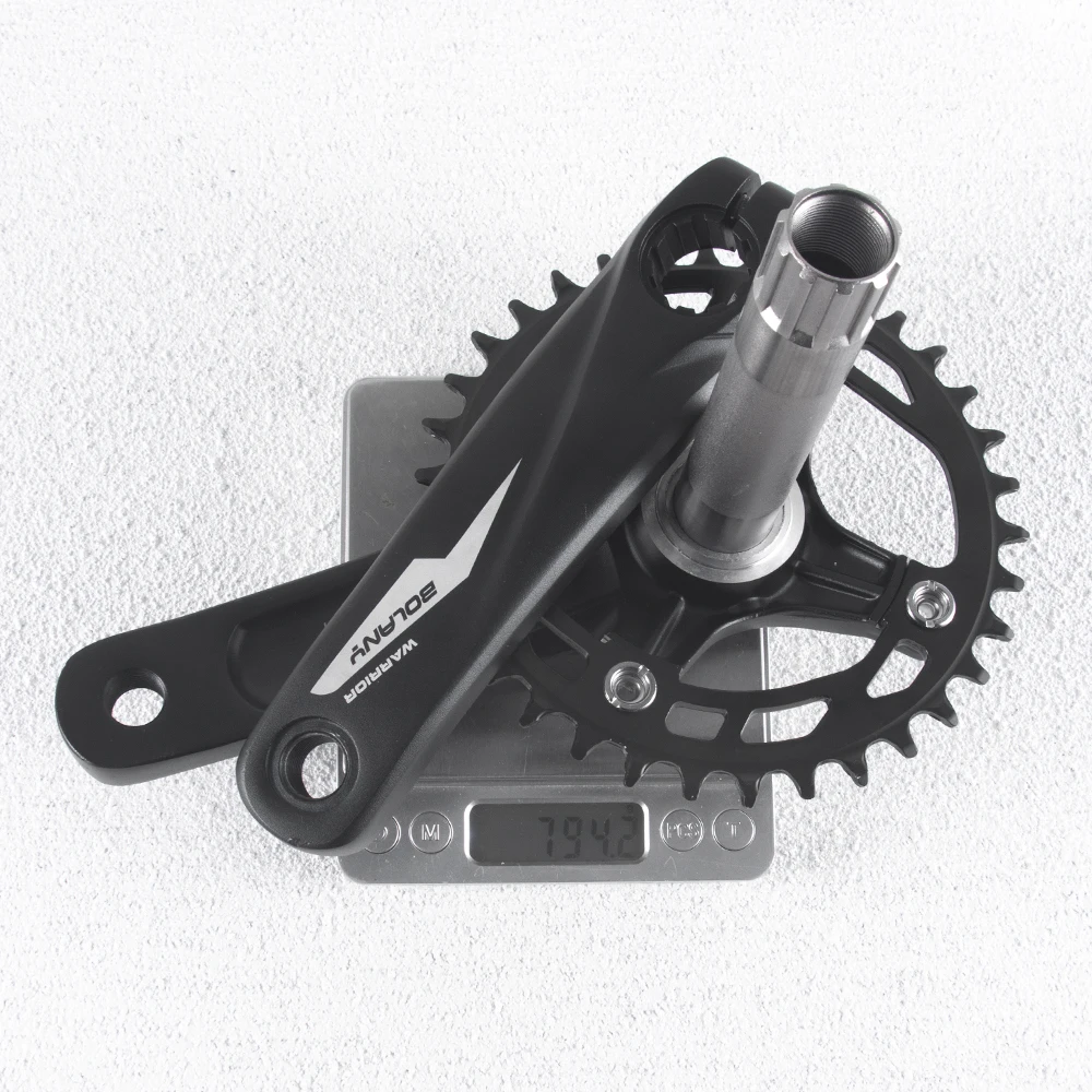 BOLANY Mountain Bike Crankset Aluminum Alloy Hollow Crank Single Chainring 140mm MTB Bike Cranks For Kids\' Bicycle 32T 34T 36T