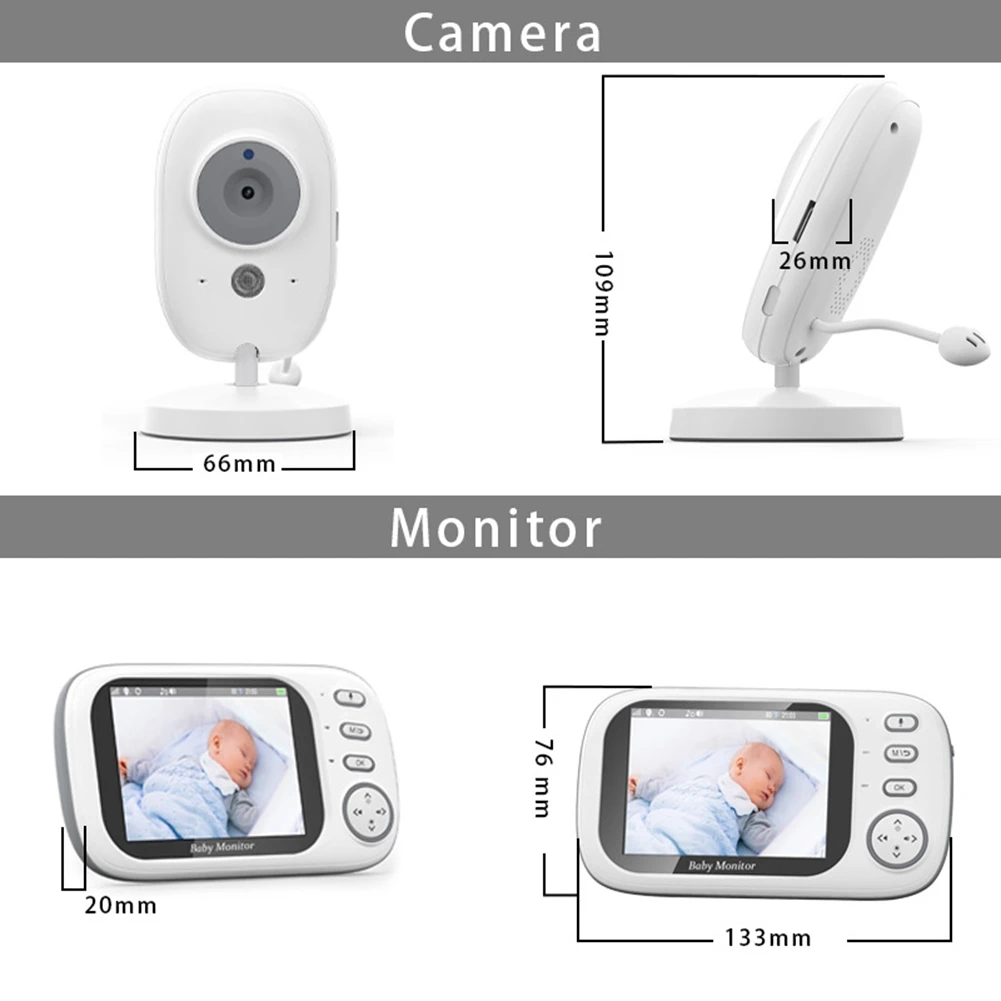 Video Baby Monitor, Baby Caregiver, 3.5Inch IPS Screen Baby Camera Monitor Lullaby Feeding Alert,EU Plug Easy To Use