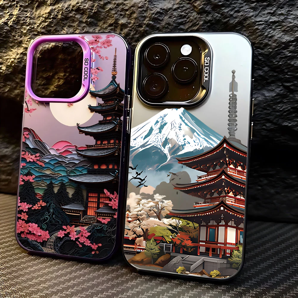 Handyhülle im japanischen Stil mit Landschaftsblumen für Samsung Galaxy S26 S25 S24 S23 S22 S21 S20 Note20 FE Ultra Edge Plus 4G 5G Anti