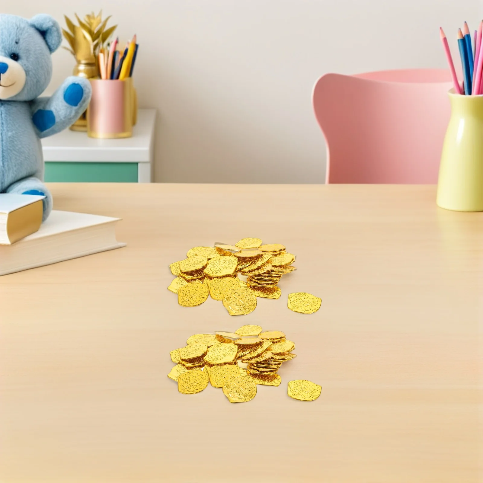 

100pcs Pirate Doubloons Fake Supplies Treasure Game Tokens Classroom Reward Halloween Decoration