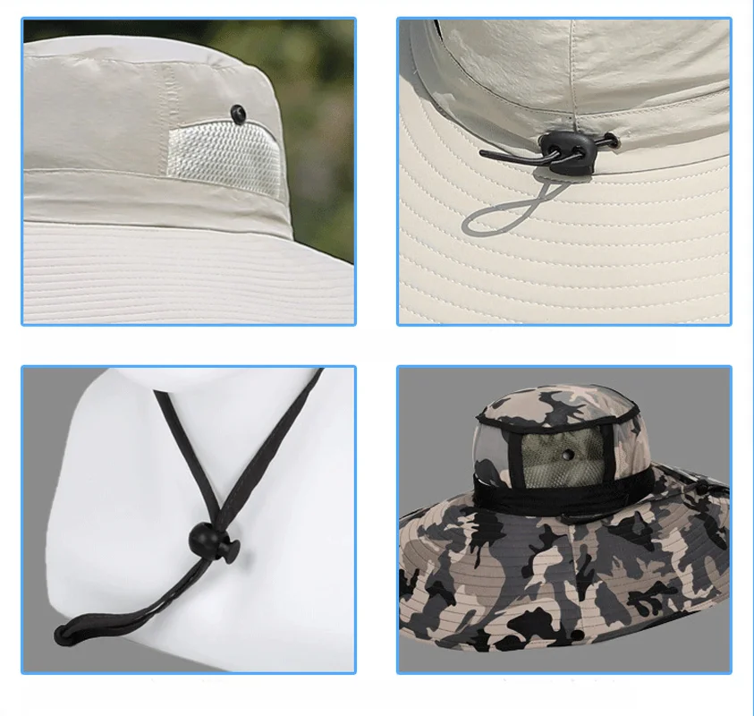 Plus Size 64cm Panama Hat Men\'s Summer Outdoor Visor Hat  for Fat Man Fisherman\'s Hat Camouflage Camping Fishing Bucket Hat Male