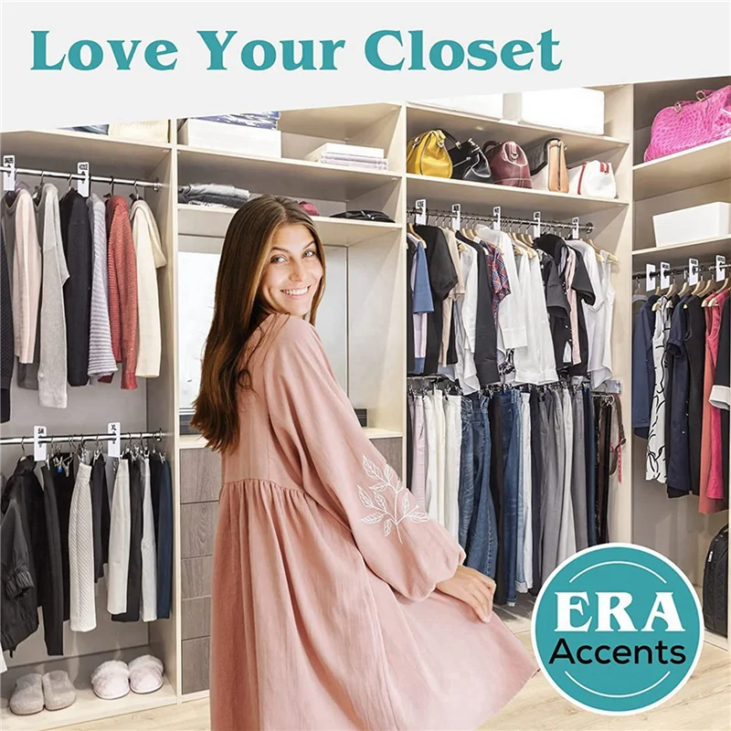 ABBY-150 Schrankteiler zum Aufhängen von Kleidung – rechteckige Trennwände in Kleidungsgröße, weißes Schrankteiler-Set mit Marker