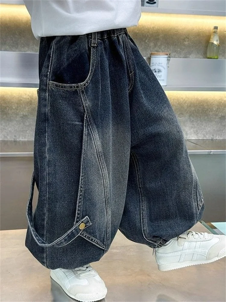 

Faionable Thiened Fce Lined Casual Loose Fit Harlan Jeans for Boys Autumn Winter Wear Children Trendy Harlan Pants