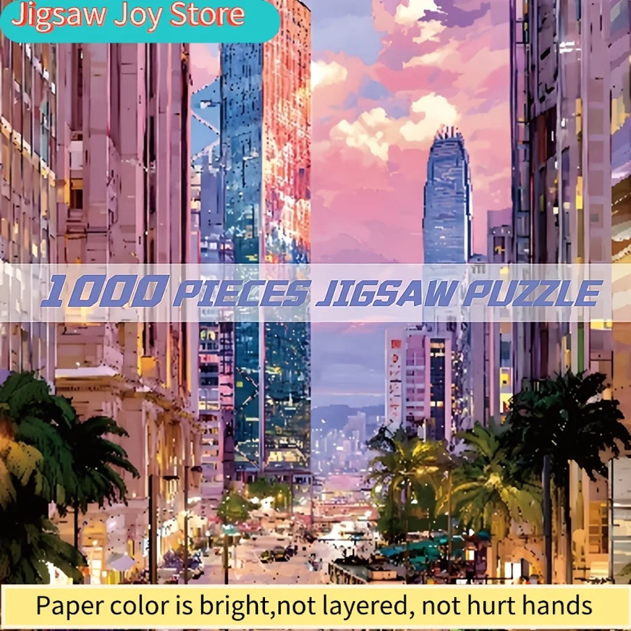 

Jigsaw Puzzle - Bustling City Prosperous Series: Vibrant Cityscape Art, Mixed Colors, Durable Paper, Perfect for Halloween, T