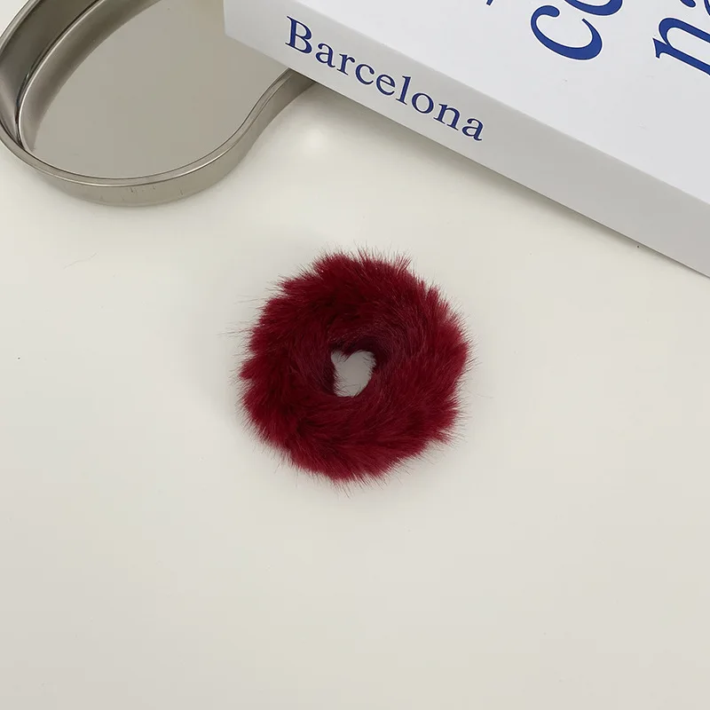 Mädchen Süße Nachahmung Kaninchen Pelz Kaninchen Ohren Elastische Haar Bands Frauen Pelz Flauschigen Haar Ringe Plüsch Scrunchies Haar Zubehör – Detail 30