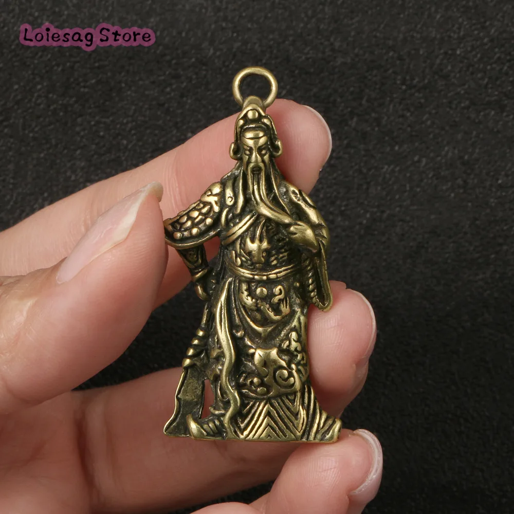 Vintage Creative Brass Guan Gong Zhongyi Guan Erye Car Pendant Solid Brass Key Chain Pendant Artwork