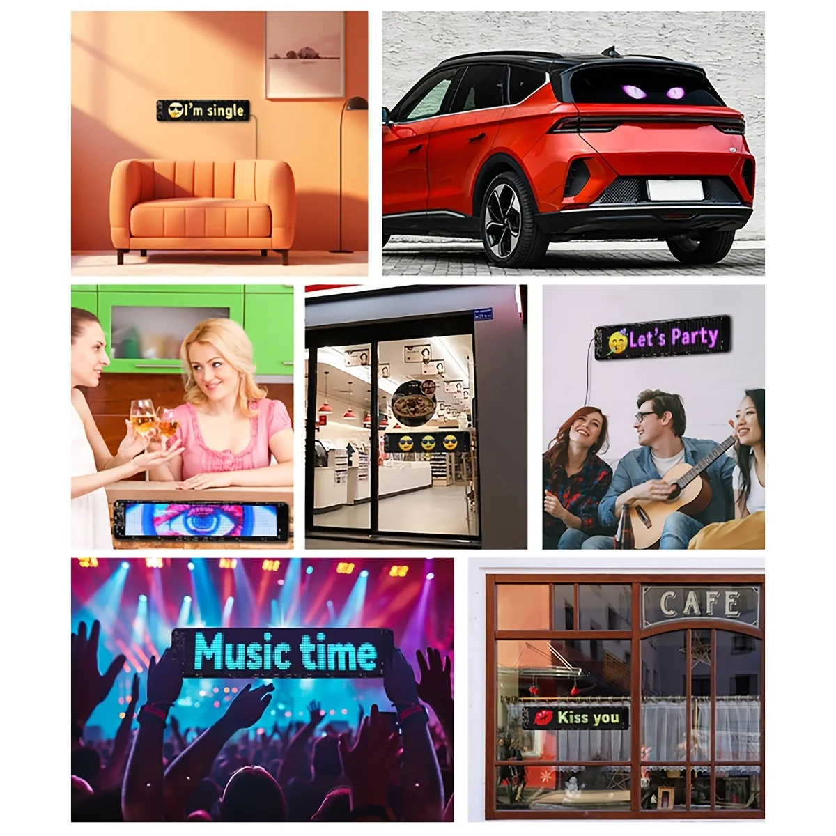 علامة ضوء عيون الشيطان للسيارات شبه شاحنة الزجاج الأمامي LED العين مع التحكم في التطبيق وعرض لافتة LED قابلة للبرمجة عن بعد