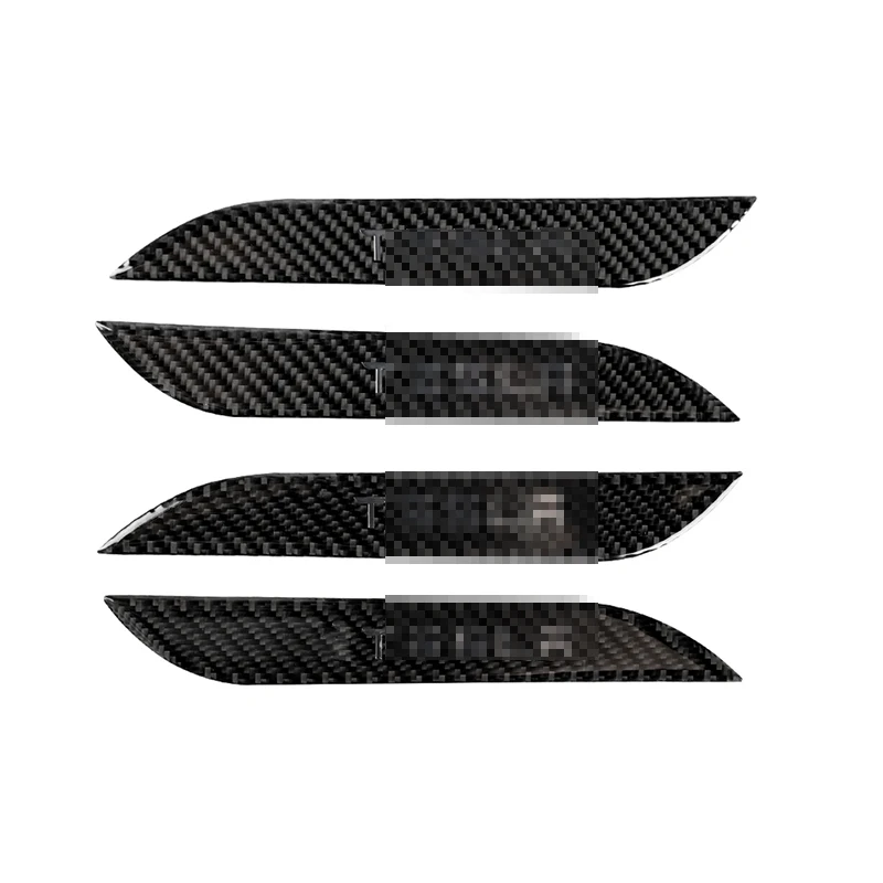 4 Pcs Real Carbon Fiber Car Exterior Door Handle Cover Scratch Protector Trim Sticker Accessory Fit For Tesla Model S 2014-2019