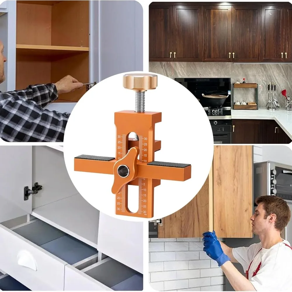 Woodworking Cabinet Door Installation Jig Door Panel Installation Rebounding Device Drilling Tool 2 In 1 Quick Positioning Tool