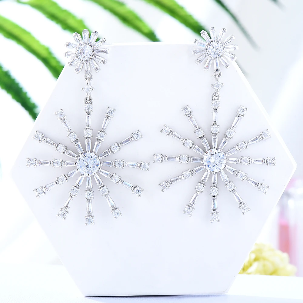 

SisCathy Luxury Cubic Zirconia Earrings for Women Fashion Sun Hanging Earring Party Performance Prom Jewelry Accessory Female