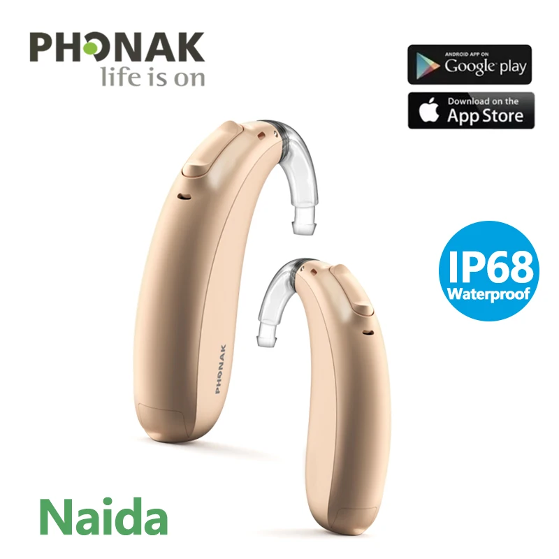 Phonak Naida M-SP(30 50 70 90) Hearing Aids Battery size 13 Digital 20 Channels Bluetooth IP68 Computer Programming for Deafness