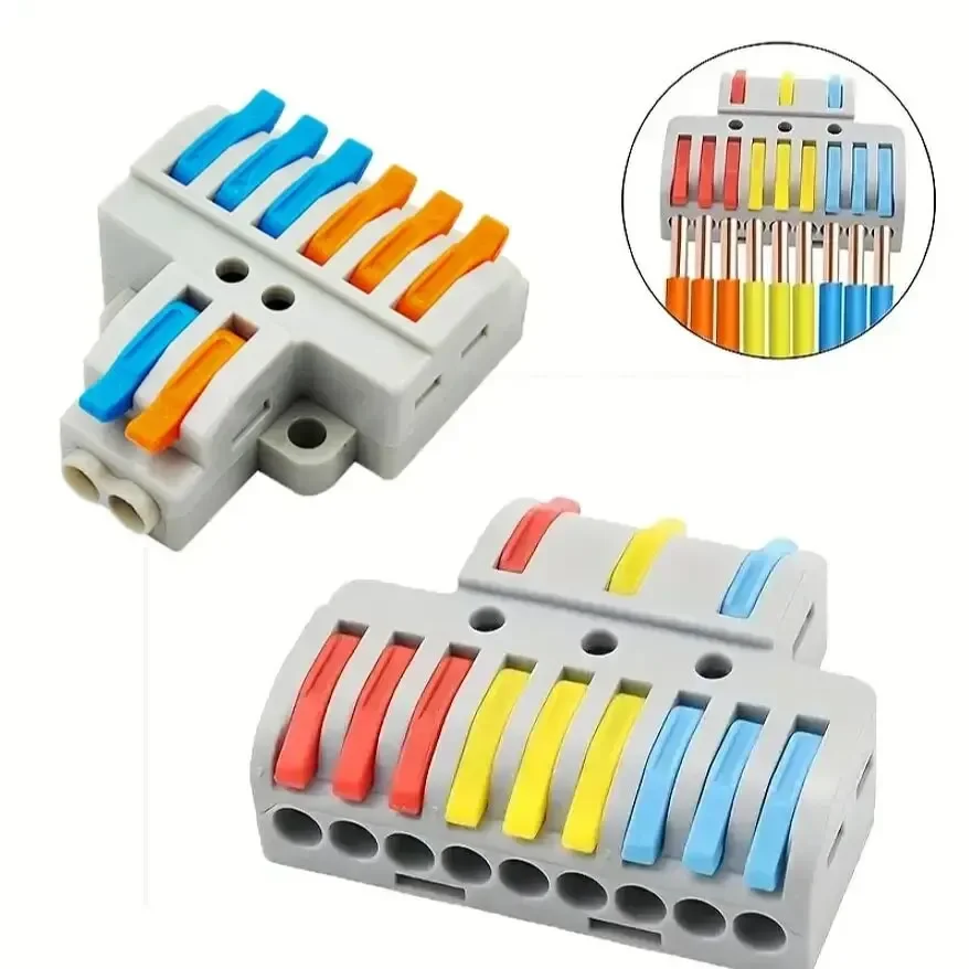 

5PCS 3-6/3-9 New Wire Connector Soft And Hard Cable General Mini Press Quick Terminal D3-6 D3-9 Three In Six Out Nine Out Djc Pw