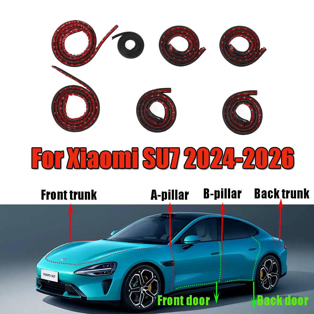 

Door Seal Soundproof Kit for Xiaomi SU7 2026 2025 2024 Rubber Weather Draft Seal Strip Wind Noise Kit