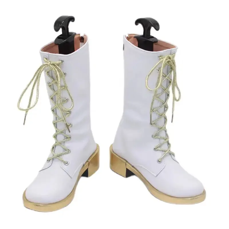 

CyKPop Zoey, обувь для косплея, белые сапоги для женщин и девочек, Хэллоуин, карнавал, вечерние костюмы для ролевых игр, реквизит