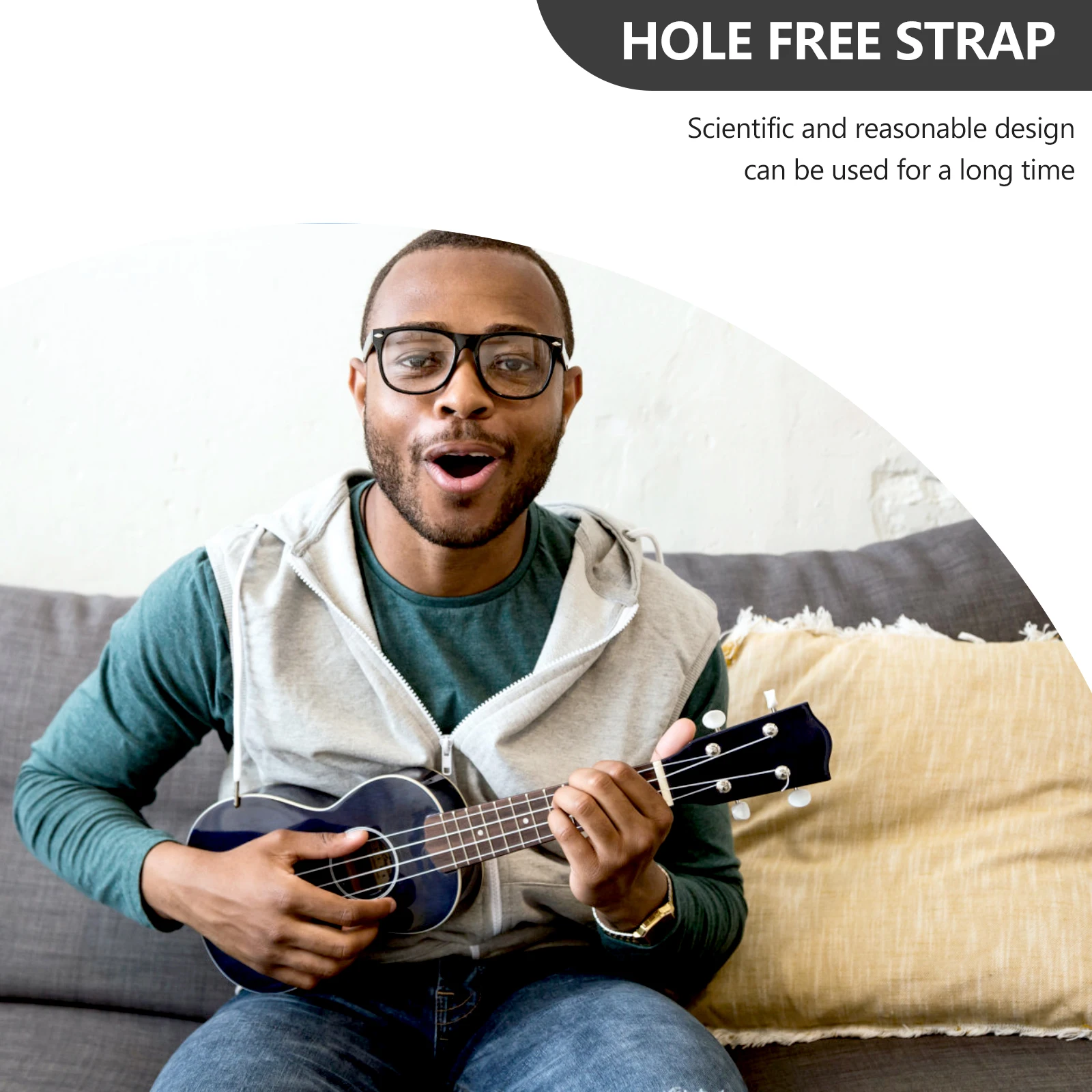 

1pc Non-Punching Ukulele Strap Adjustable Soft Fabric Comfortable Edges Lightweight Durable Instrument Accessory For Baritone