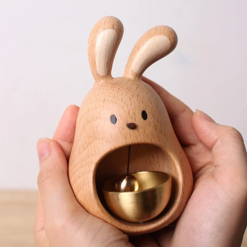 Wooden Wireless Rabbit Doorbell Shopkeeper's Bell Wind Chime Door Hanging Bells Wall Hanging Decorations Solid Wood Door Bell