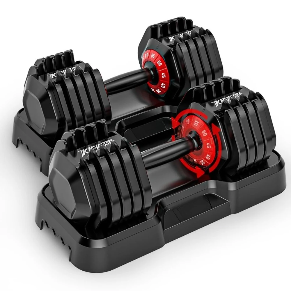 

Набор регулируемых гантелей 25/55 фунтов, гантели с противоскользящей металлической ручкой для упражнений и фитнеса, быстрая регулировка веса, индивидуальная настройка