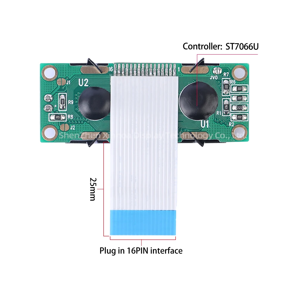 Matrice de points Rick, 16X2, 16PIN, FPC25MM, ST7066U, 53x20mm, film bleu, lettres blanches, hébreu, 1602A-20-l'autorisation