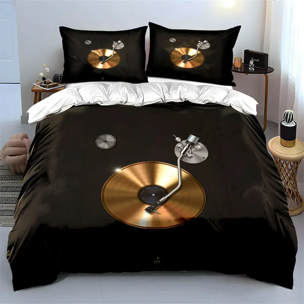 Gold Vinyl Turntable Set Multiple sizes kid's and adults' bedroom Exquisite 3PC bedding set, gift