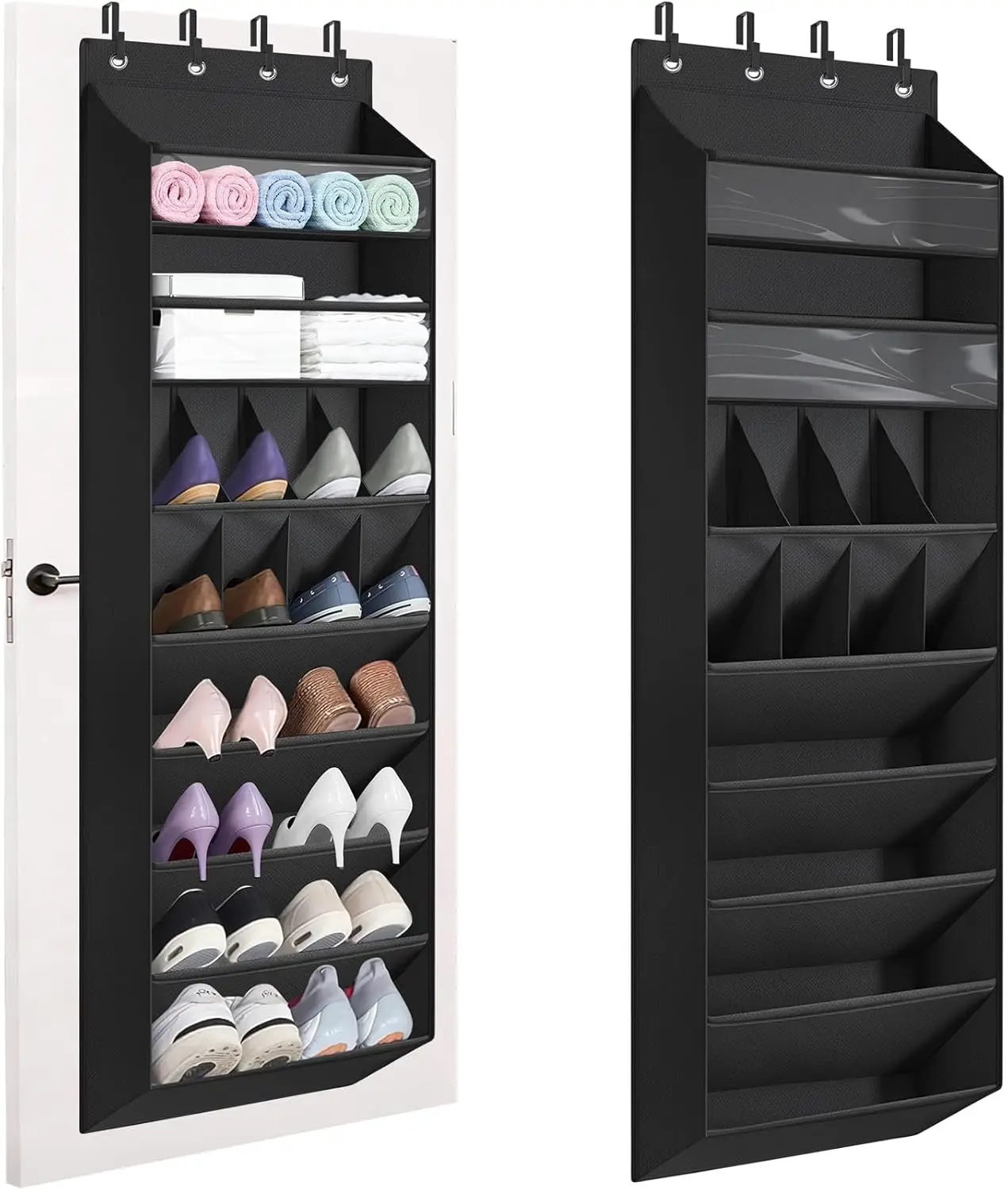 

Over The Door Shoe Organizer - Heavy Duty 14-Pocket Hanging Shoe Organizer with Large-Deep Pockets