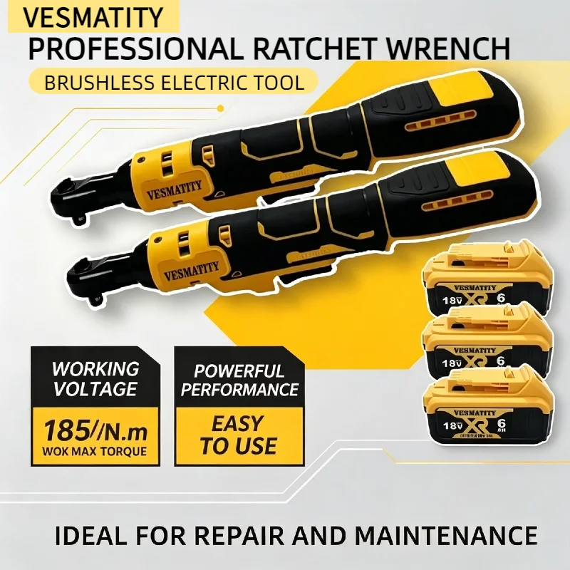 DCF512 Vesmatity Brushless Ratchet Wrench 95N.m 3300RPM 13MM 1/2 Inch Cordless Electric Tool High Torque for 20V Battery Elite