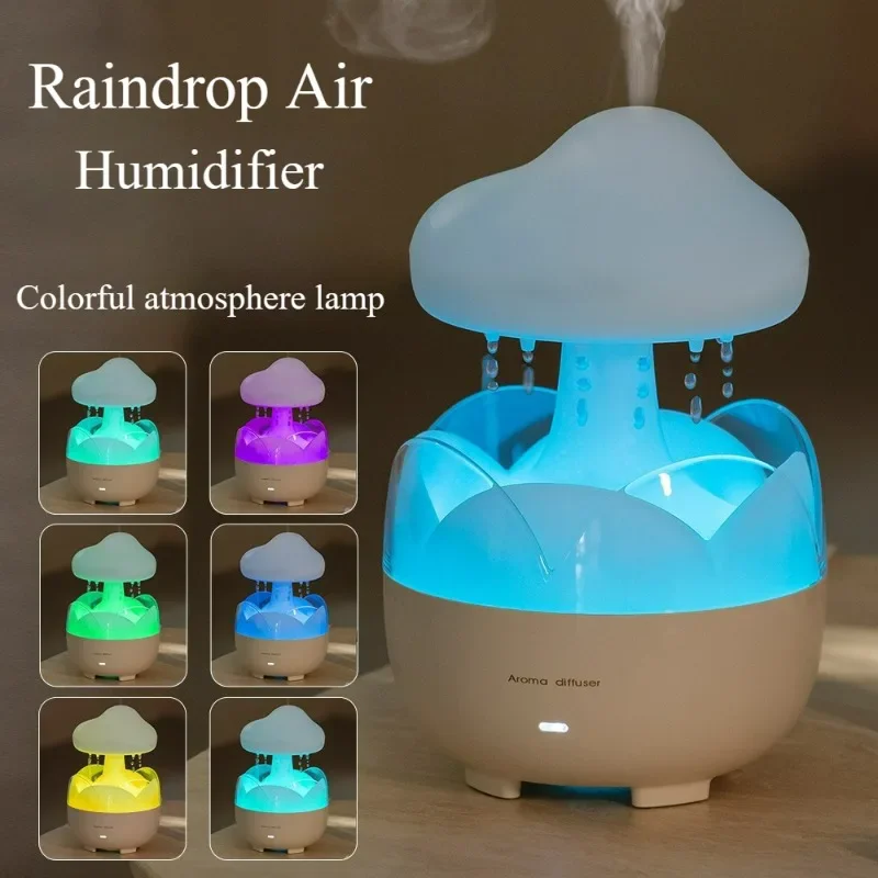 

Raindrop Air Humidifier Colorful Atmosphere Lamp Remote Control Aromatherapy Diffuser Home Mute Large Spray Volume Humidifier