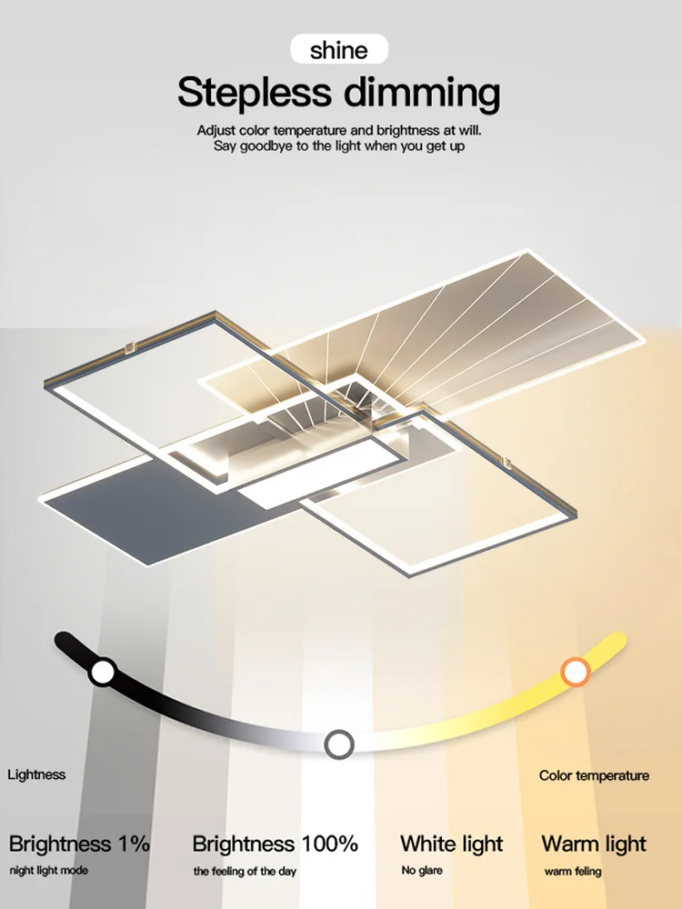 Imagem -05 - Led Moderno para Sala de Estar Quarto Jantar Decoração Casa Cinza Lâmpada do Teto Controle Remoto Acrílico Luminária 2023 Lustre