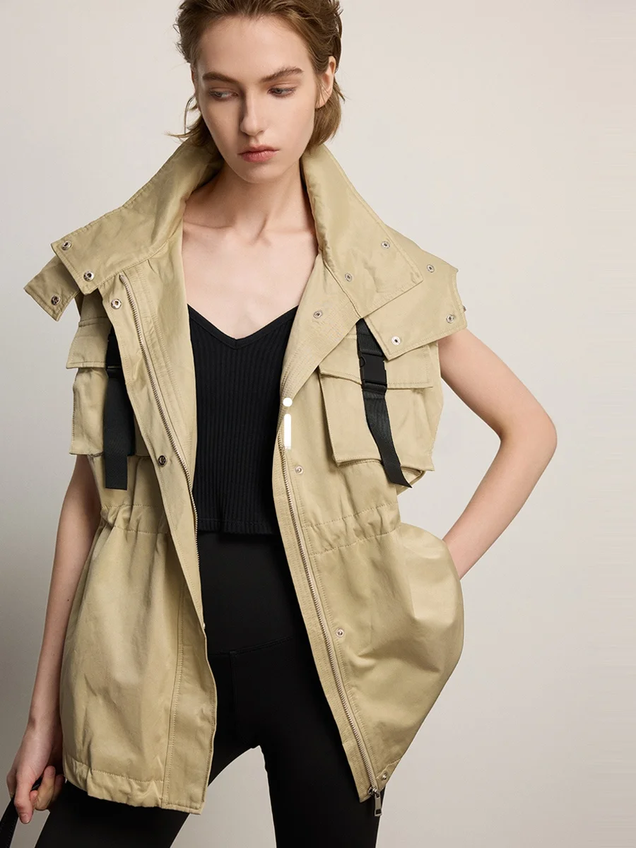 

Высококачественная стильная весенняя куртка-жилет с молнией, омолаживающая, для повседневной носки, из цветного хлопка.