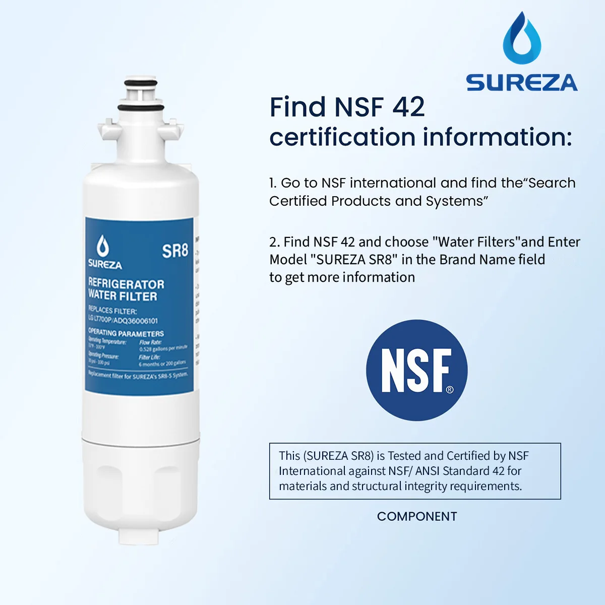 ADQ36006101 Replacement for LG LT700P Refrigerator Water Filter Kenmore 9690 469690 ADQ36006102 LFXS30766S RFC1200A, 5 PACK