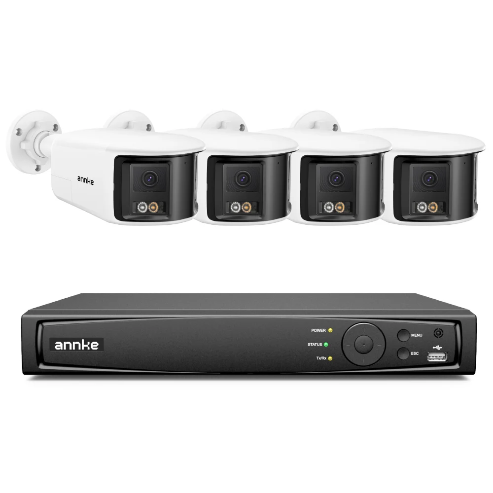 ANNKE 6MP 180 Degree  Dual Lens Panoramic Bullet AI PoE Kit Cameras Two Way Audio Smart Full Color Network Security Camera