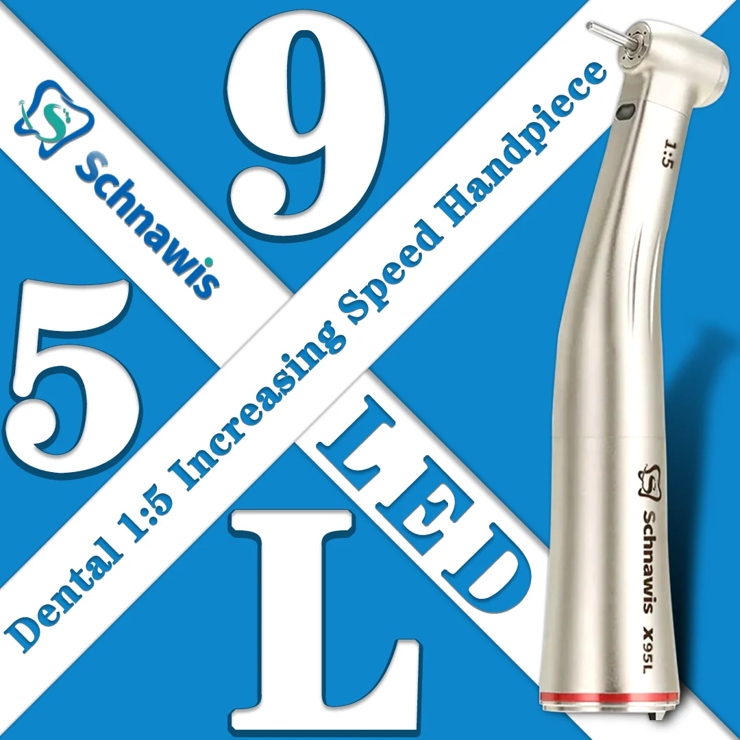 

X95L Dentistry contraangulo Dental 1:5 Increasing Speed Handpiece Against Contra Angle LED Optic Fiber Quattro Spray Red Rings