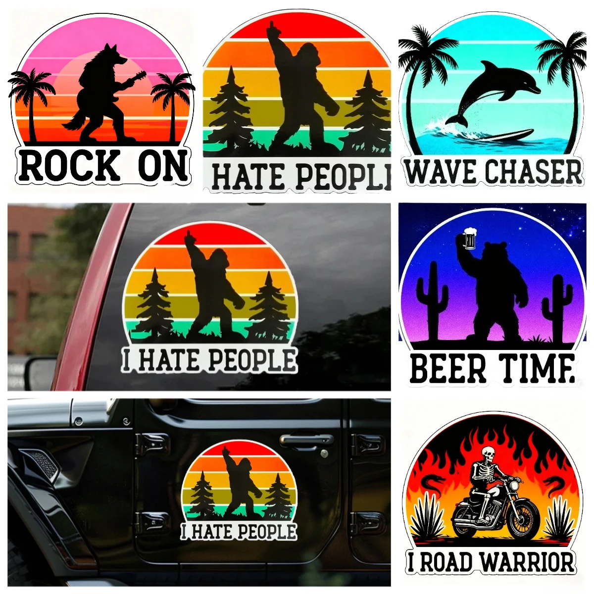 

Funny I Hate People Bigfoot Car Sticker Sarcastic Bumper Decal Waterproof Vinyl for Car Truck Window Skateboard Laptop Adult