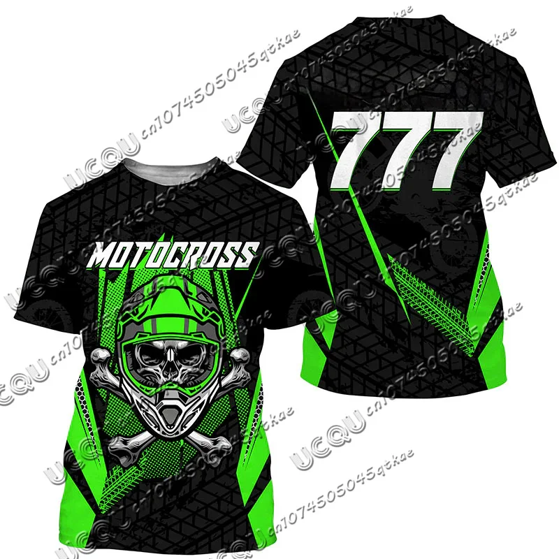

Men's skull Motocross Cycling Suit Round Neck Loose Oversized Breathable Quick Drying Motorcycle Racing Short Sleeved T-Shirt