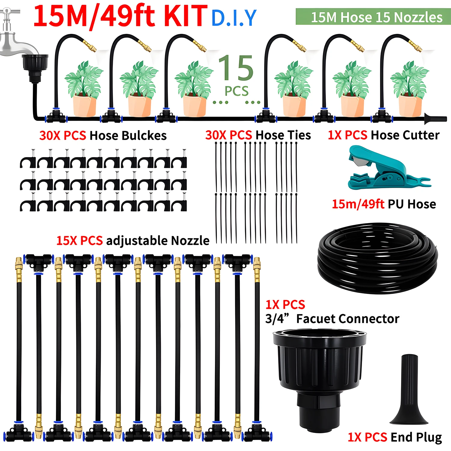 DIY Gratis Buigen Universele Spray Kit Voor Kas Tuin Bloemen Plant Watering Irrigatie Patio Verneveling Koelsysteem