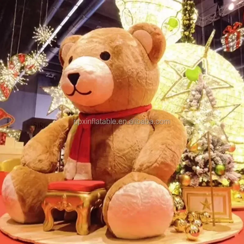 Custom Plush Large Inflatable Bear Costume for Giant Outdoor Christmas Decoration Big Inflatable Teddy Bear