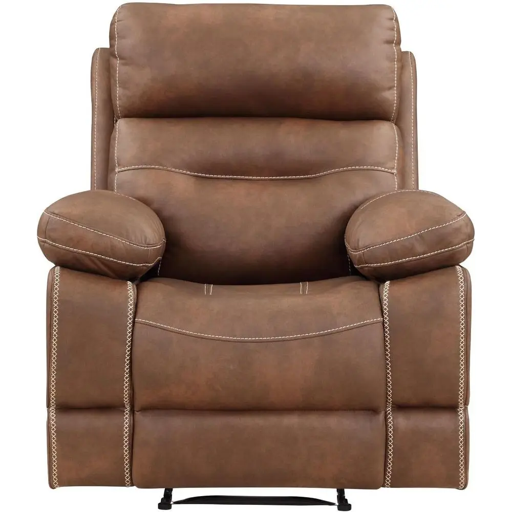 

Manual Recliner Chair for Living Room, Home Office, and Theater, Chestnut Brown Microsuede, 37.5x35.5x41.75