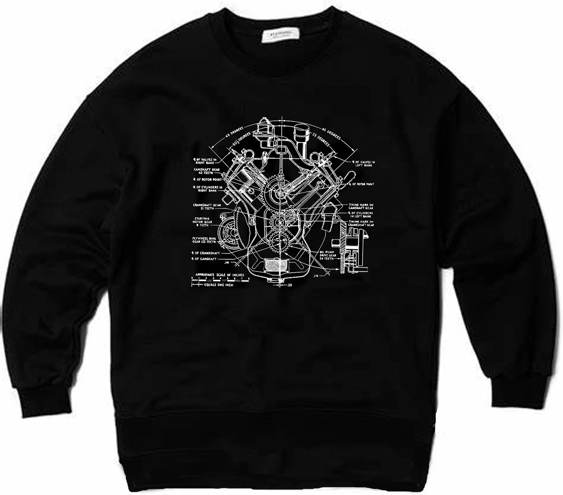 Retro V8 Engine Drawing Garage Muscle Car Mechanic Pullover Hoodie New 100% Cotton Comfortable Casual Mens Sweatshirt Streetwear