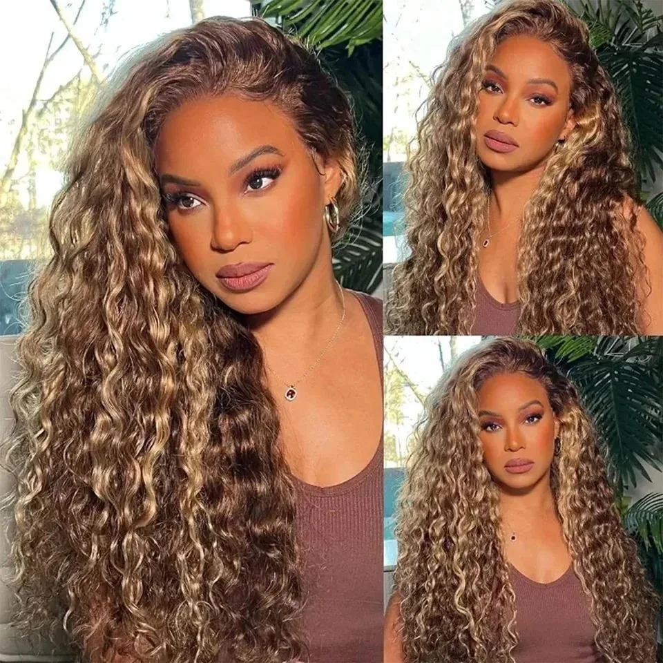 30 40 Inch 13x6 Hd Lace Front Human Hair Wig Water Curly Wave Highlight Wigs 13x4 Lace Frontal Brazilian Wigs For Women Choice