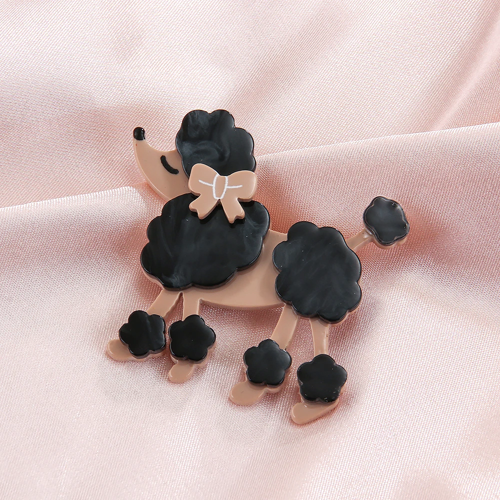 Pets Dog Pin Brooch Vintage Design Acrylic Dog Poodle Brooch for Teens Girls Women Handmade Lovely Animal Dog Brooch Jewelry