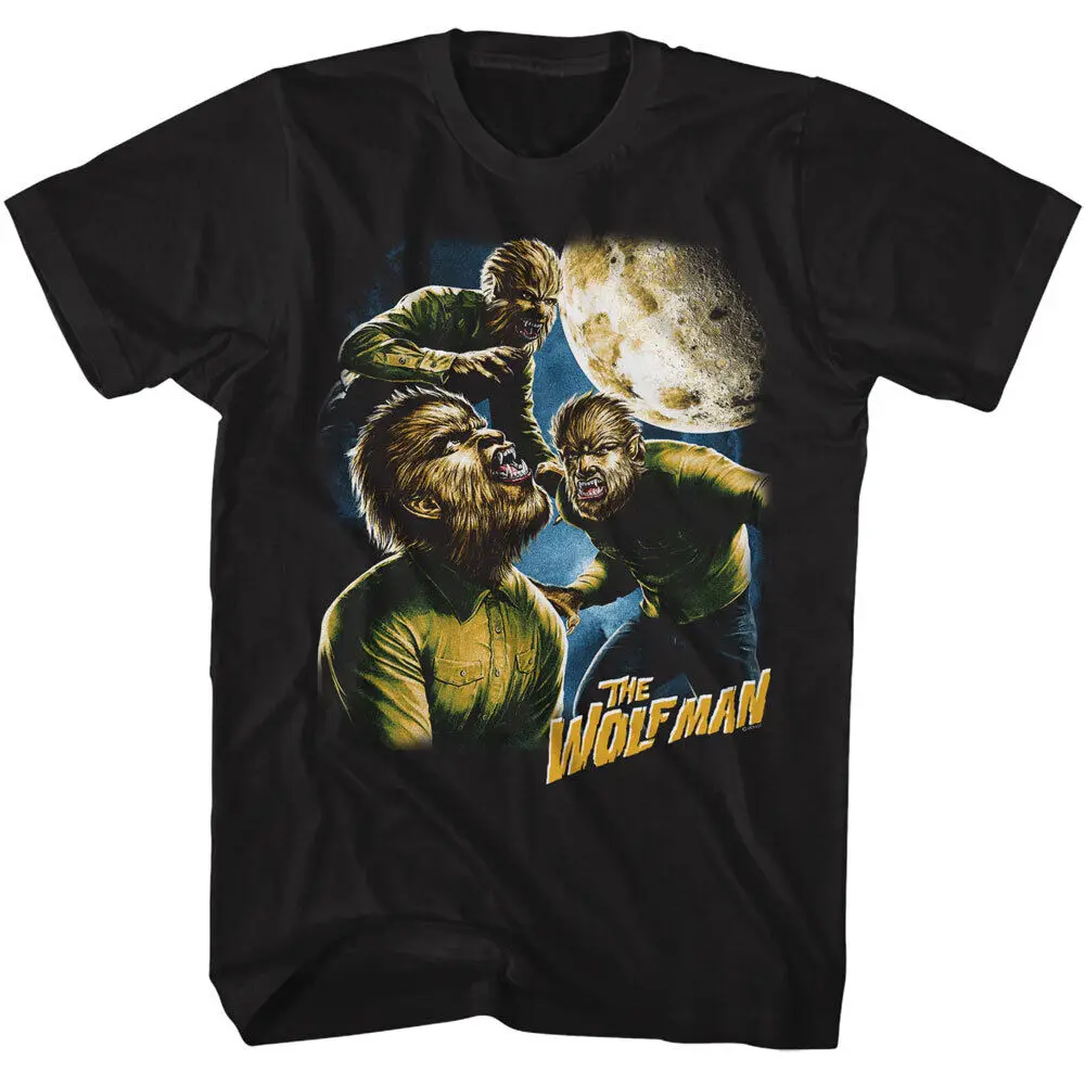 Universal Monsters Movie The Wolfman Tripple Howling At Moon Men's T Shirt