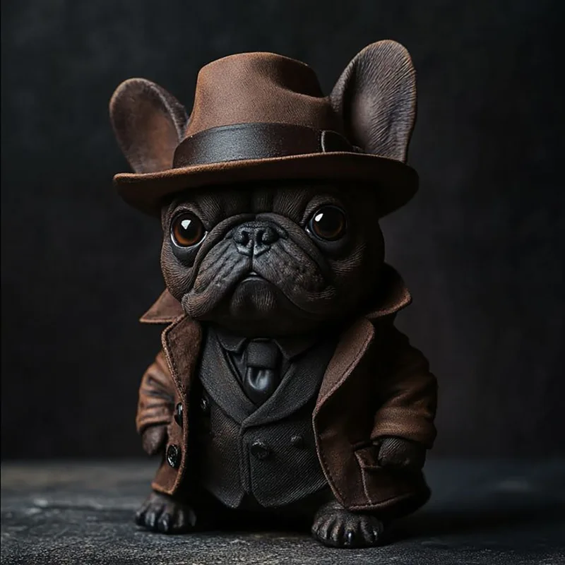 

New Bulldog Gentleman Statue Resin Craft Ornament Home Decor Desktop Mini Sculpture Handmade Toy Gift