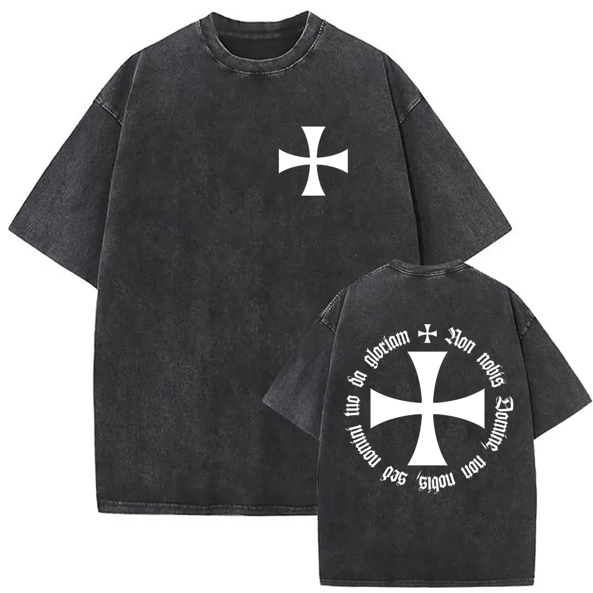 Camisetas Vintage con Logotipo de la Cruz Templaria, Camisetas de Algodón Extra Grandes de Estilo Harajuku para Hombre y Mujer, Ropa Urbana