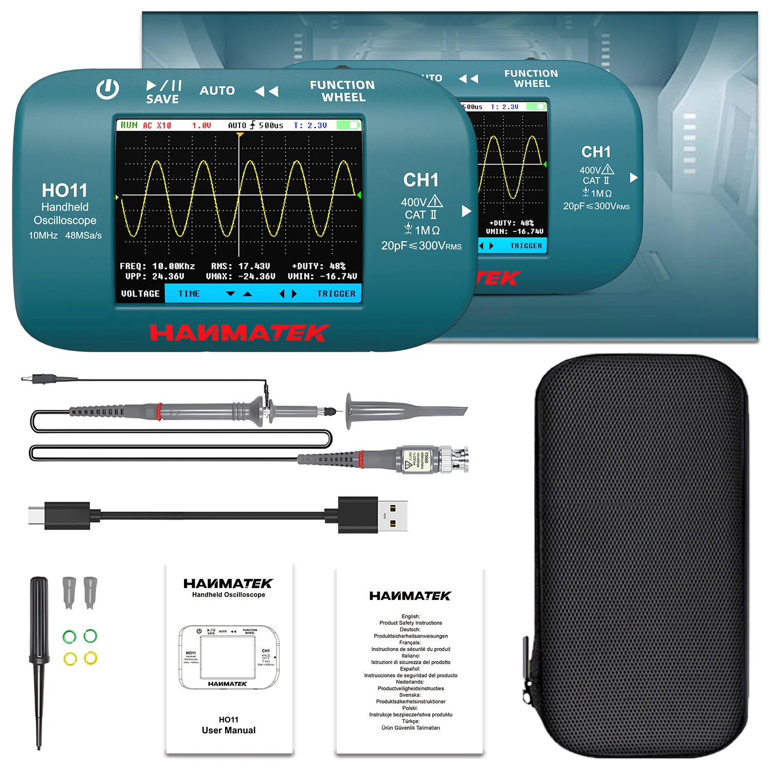 Hanmatek Handheld Digital Oscilloscope 10MhZ Bandwidth Display