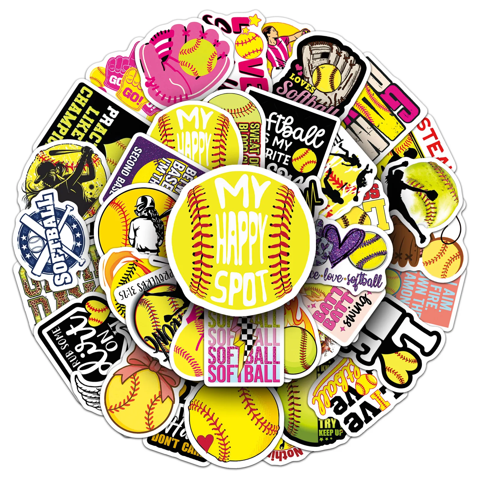 10/50 autocollants de sport de softball, dessin animé, personnalité, graffiti, imperméables, décalcomanies, jouets pour bagages, boîte à lettres, album de scrapbooking, journal intime