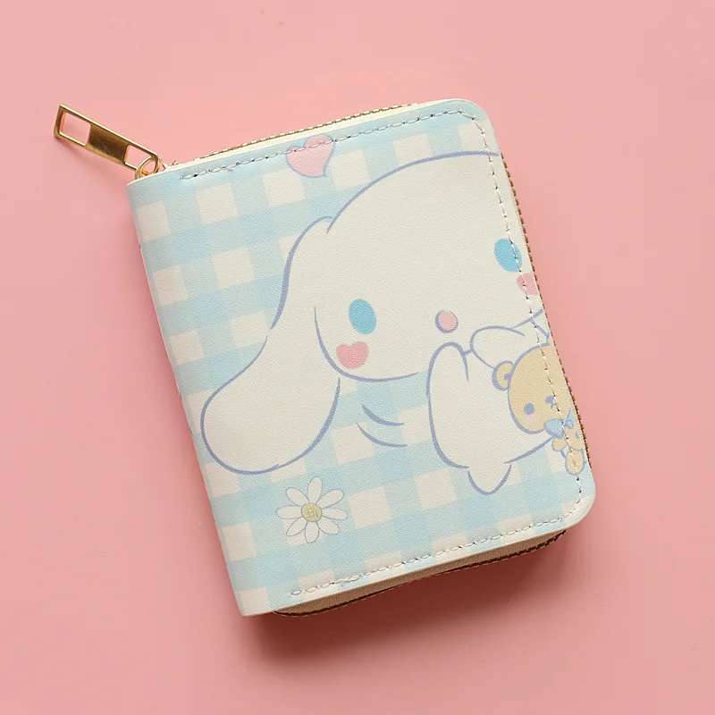 Kawaii Sanrio Cartoon Zero Wallet Animation Hellokitty Mymelody Cinnamoroll Cute Card Bag Fashion Print Short Zipper Key Bag