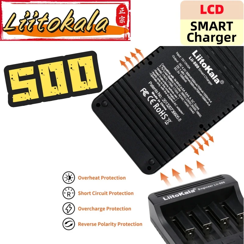 LiitoKala Lii-500 LCD Inteligentna Ładowarka do Akumulatorów AA AAA 18650 26650 16340 14500 10440 18500 Z/bez Adaptera — zdjęcie produktu 5