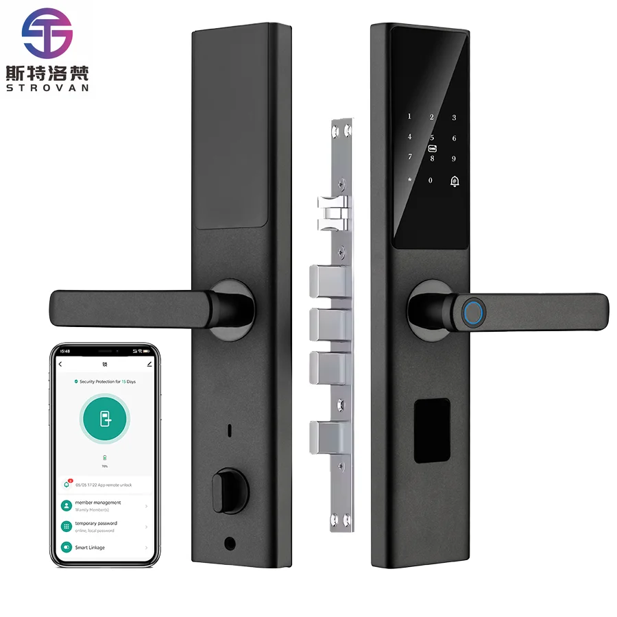 

STLF Tuya Smart WiFi Digital Lock for Wood Manufacture Home Security Biometric Code IC Card Fingerprint Recognition Smart Cloud