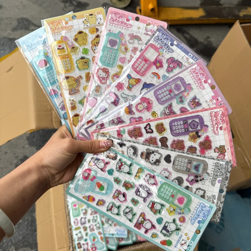 

Kawaii Sanrio Japanese Cell Phone Pet 2d Embossed Crystal Stickers for Phone Case Decor Birthday Gift Toy Accessories