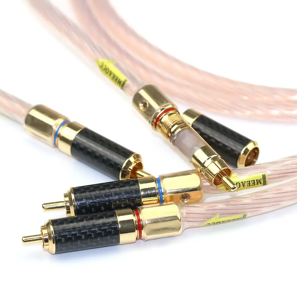 Neotech UPOCC 7N HiFi CD power amplifier Signal cable Double Lotus RCA Audio cable Carbon Fiber 24K gold plated RCA plug